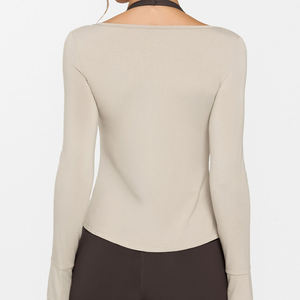 Customize Women Fashion Double Layer Cropped Gym Sports Tank <b>Top</b> Nylon Stretch Sculpt Fitted Adjustable Padded Yoga Tank - Product Image 3