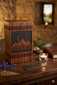 Wooden Urn <b>Keepsake</b> <b>Box</b> Memorial Cremation Urn Carved Remembrance Urn with Name Plate for Home Display - Product Image 2