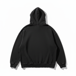 เสื้อฮู้ดซิปฟลีซหนานุ่มแบบดิสเทรส ล้างสีแบบแอซิดวอช ทรงโอเวอร์ไซส์สำหรับผู้ชาย พิมพ์ลาย DTG สกรีนลายวินเทจ สตรีทแวร์ เสื้อซิป - Product Image 4