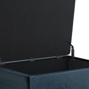 Owen Distressed Dark Blue <b>Storage</b> Ottoman Coffee Table <b>Stool</b> & Ottoman - Product Image 4