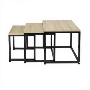 Table basse de salon en bois de chêne et métal, design simple et moderne, style luxe léger, convertible, pour l'Amérique du Nord, fabrication usine de meubles. - Product Image 1