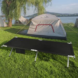 Lit de camping pliable noir militaire portable avec sac de transport - Product Image 6