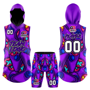 Ensemble de maillot de rugby sublimé ORVO Sports Team Panthers, à capuche, sans manches, respirant, ajusté, uniforme adulte, toutes saisons - Product Image 6