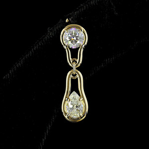 Pendientes de Dos Piedras con Diamantes Cultivados en Laboratorio, Corte Redondo y en Forma de Pera, Oro de 10K-18K, Plata 925/935, Joyería Fina para Bodas y Fiestas - Product Image 2