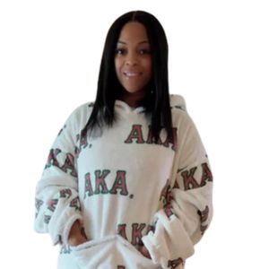 Hoodie couverture polaire oversize blanc en chenille pour femme, à manches longues, confortable et décontracté pour la maison - Product Image 2