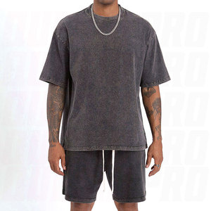 Custom Hot Selling <b>Men</b>’s Acid Wash <b>T</b>-<b>Shirt</b> and Shorts Set Oversized <b>T</b>-<b>Shirt</b> Matching Jogging Shorts Two Piece Summer Tracksuits - Product Image 1