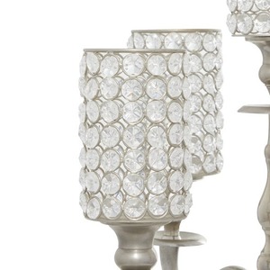 Silver Candelabra with <b>Glass</b> <b>Candle</b> <b>Holders</b> 17 Inch Durable Home Decoration Wedding Decor - Product Image 5