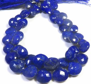 Perles de pierres précieuses naturelles en Lapis Lazuli, percées sur le côté, 9-11 mm, forme cœur bleue, facettées, qualité supérieure, 125 carats, brin de 8 pouces, pour bricolage - Product Image 6
