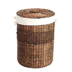 Panier à linge en jonc de mer et jacinthe d'eau avec couvercle et doublure amovible, fait main, panier de rangement, vente en gros, écologique, fabriqué au Vietnam - Product Image 3