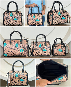 Bolso de Hombro Cruzado de Cuero Genuino de Alta Calidad, Tallado a Mano con Diseño Floral y de Hojas Estilo Western, para Mujer - Product Image 3