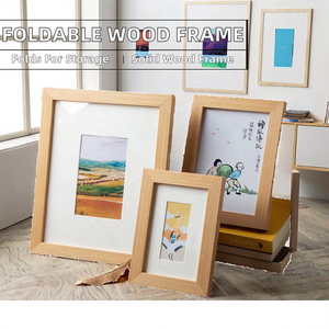 Handmade Collection Modern Customized Shape Wood Foldable Vertical Wall <b>Mount</b> Photo <b>Frame</b> 2-color Silk Screen Printing Model - Product Image 2