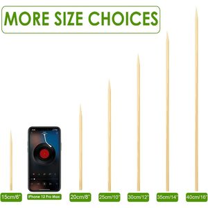 Brochetas de Bambú de 10 Pulgadas, 200 Unidades, Palitos de Madera para Kebab, Barbacoa, Frutas, Hamburguesas, Salchichas, Cócteles, Accesorios para BBQ - Product Image 2