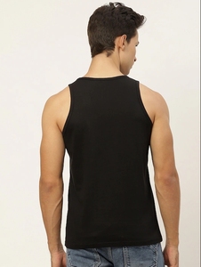 Camiseta sin Mangas Negra para Hombre con Estampado Gráfico de León, Cuello Redondo, Estilo Casual, 100% Algodón, Transpirable - Product Image 3