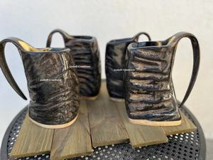 Corne de buffle naturelle faite à la main Viking corne à boire chope rustique médiévale nordique tasses en céramique pour collectionneurs et verres - Product Image 2