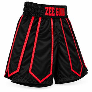 Zee Good Boxing Shorts <b>Men</b> <b>Skirt</b> Black Red Trim Heat Transfer Printing Regular Fit Breathable Polyester Adult Martial Arts Wear - Product Image 3