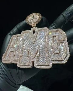 Iced Out Double Layer Letter Name <b>Pendant</b> Moissanite Rose Gold Plated Hip Hop Bling Charms Personalized <b>Initial</b> Letter <b>Pendant</b> - Product Image 5