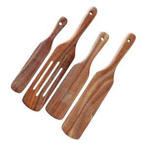 Espátulas Ranuradas de Madera de Acacia, Utensilios de Cocina de Madera Natural, Espátulas y Cucharas Antiadherentes que No Rayan, Juego de 3 Piezas Aptas para Lavavajillas - Product Image 1