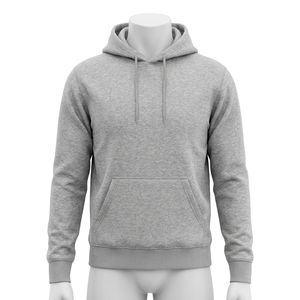 Sweat-shirt à capuche gris pour homme, coupe classique, en molleton de coton, décontracté, avec poche avant, pour l'automne - Product Image 1