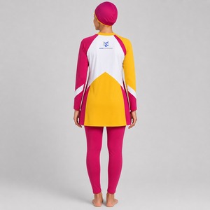 Conjunto de bikini modesto deportivo de poliéster de cobertura completa con burkini de manga larga y sudadera con capucha para musulmanas - Product Image 5