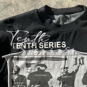 เสื้อยืดแขนสั้นสีดำขนาดใหญ่พิเศษพร้อมพิมพ์ลายภาพตัดกันสไตล์สตรีทเสื้อคอกลมผู้ชาย - Product Image 4