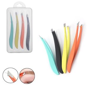 Pinzas para Cejas con Punta Inclinada, Curvadas, Hechas a Mano, de Acero Inoxidable, Tipo Banana, para Depilación - Product Image 2