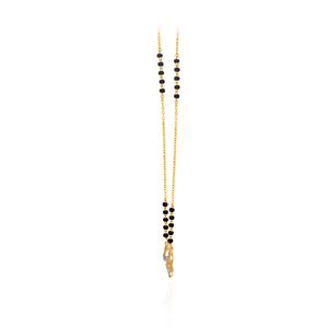 Collier long élégant plaqué or rose avec perles noires, pendentif floral, diamants de laboratoire certifiés IGI, qualité supérieure pour femmes - Product Image 3