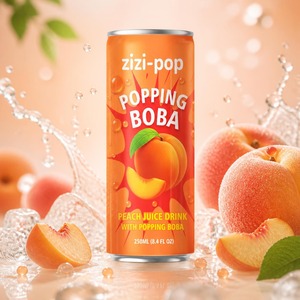Boisson Boba Pêche Prête à l'Exportation 250ml en Canette Aluminium Formule Personnalisée OEM Fournisseur de Boissons en Gros Vietnam Certifié HACCP Halal - Product Image 2