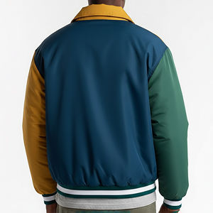 Hot Selling Custom Made Color Block Cotton <b>Padded</b> College Jacket Fashionable Breathable Loose Fit <b>Hip</b> Hop Style Varsity Jacket - Product Image 3