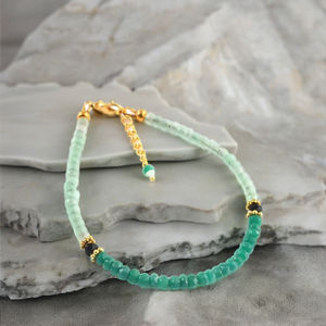 HAYAAT GEMS, pulsera de cuentas de piedra Rondelle verde esmeralda única, pulsera de cuentas de piedra de nacimiento perfecta certificada por terceros, regalo para niñas - Product Image 1