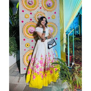 Beautiful A-Line Lehenga Choli with Floral Print Natural Waistline for Party Wear - Product Image 2