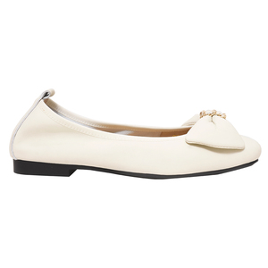 Ballerines en cuir d'agneau véritable pour femmes Ann'S, avec nœud décoratif, en cuir souple, confortables, à enfiler, couleur beige - Product Image 5