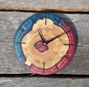 Best Quality Handcrafted Wooden Resin Double Face Quartz Movement <b>Battery</b> Powered Wall <b>Clock</b> Night Light Customizable - Product Image 3