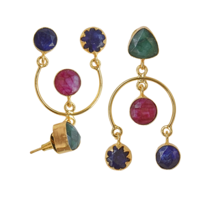 Pendientes de Piedra Natural con Baño de Oro de 18K, Latón Clásico, Venta al Por Mayor - Product Image 5