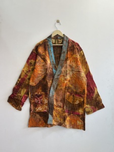 Vintage Kantha Quilted Jacket Tie Dye Handmade Boho Short Kimono Jacket - Product Image 2