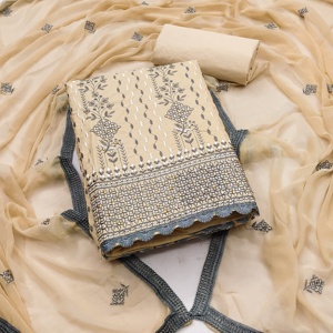 Costume en coton lourd pour femmes avec séquence moins de travail Dupatta New Design Collection pour les occasions de fête Vente en ligne - Product Image 2