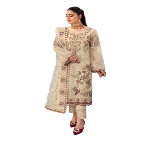 Cosido al por mayor vestidos paquistaníes marca original Organza trajes de 3 piezas por Ramsha ropa india y paquistaní mujer Kurti - Product Image 1