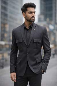 Veste décontractée pour homme en velours, coupe trapèze, manches longues, tissu respirant et écologique - Product Image 2