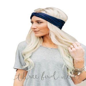 Diademas torcidas de algodón para mujer, accesorio de envoltura de pelo cruzado elástico para estilo diario y trajes de talla grande - Product Image 1