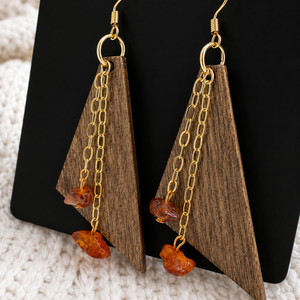 Pendientes colgantes geométricos de madera, artísticos y ligeros, para uso diario y casual, joyería festiva hecha a mano para mujer - Product Image 1