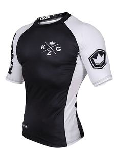 White and Black BJJ Professional Training Men <b>Women</b> Kingz Rash Guard Ranked Short Sleeve <b>Rashguard</b> - Product Image 2