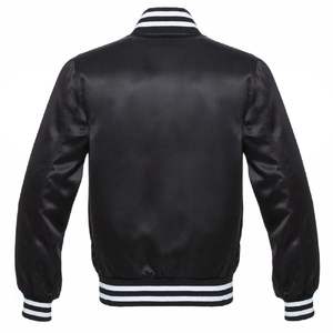 Veste de sport en satin bleu pour homme, à simple boutonnage, avec col et poignets côtelés rayés - Product Image 6