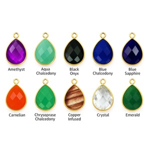 Chrysoprase Chalcedony Faceted Pear-Shaped Gemstone Pendant 15x20mm <b>Rose</b> Gold Plated Bezel Set Birthstone Charm Jewelry Making - Product Image 6