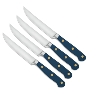 Ensemble de 4 couteaux à steak professionnels avec lames en acier inoxydable à bord lisse, manches noirs ergonomiques pour couper le steak, cuisine - Product Image 2
