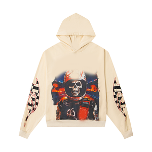 <span class=keywords><strong>Felpa</strong></span> <span class=keywords><strong>con</strong></span> cappuccio unisex color crema <span class=keywords><strong>con</strong></span> stampa <span class=keywords><strong>scheletro</strong></span> robot, chiusura <span class=keywords><strong>con</strong></span> zip frontale, in cotone lavorato a maglia, vestibilità regular, ideale per l'autunno. - Product Image 6