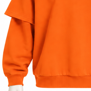 Orange Double Layer <b>Hoodie</b> Oversized <b>Short</b> <b>Sleeve</b> Overlay Long <b>Sleeve</b> Pullover Casual Urban Streetwear Loose Fit Hooded Custom - Product Image 5