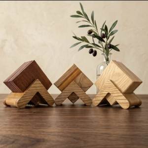 Unique Square Wooden Coaster Irregular Design Table <b>Mat</b> Eco-Friendly Reusable <b>Mats</b> Pads Modern Handmade Decor 2mm Thick Uttar - Product Image 3