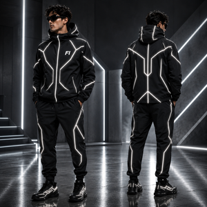 Ensembles deux pièces réfléchissants personnalisés pour hommes, style streetwear, coupe-vent, sublimation personnalisée, veste zippée en nylon pour hommes - Product Image 3