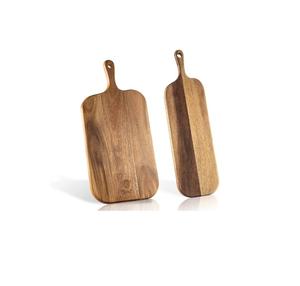Planche à découper en bois massif brun, plateau de service en bois d'acacia avec poignée, planche à découper pour charcuterie - Product Image 2