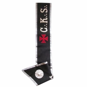 30th Degree Scottish Rite Sash Black Moire Knight Kadosh Sash <b>Red</b> Cross CKS Sash Masonic Sash Scottish Rite Regalia Black <b>Ribbon</b> - Product Image 2