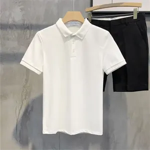 Polo de Manga Corta Blanco para Hombre, 100% Algodón, Tejido de Punto, Color Sólido, Corte Regular - Product Image 1